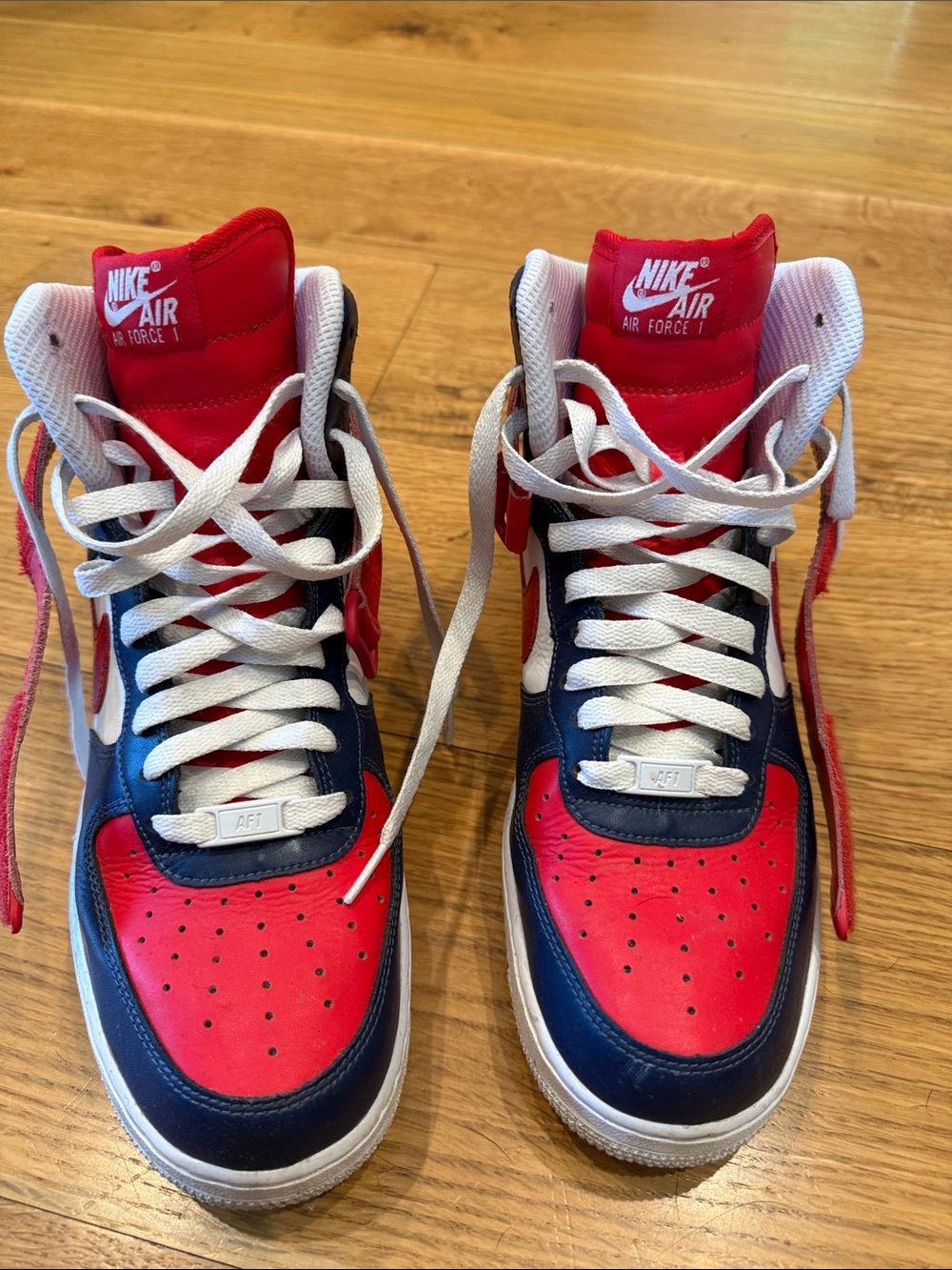 Nike Air Force 1 High-Top Sneakers - Red / Navy / White
